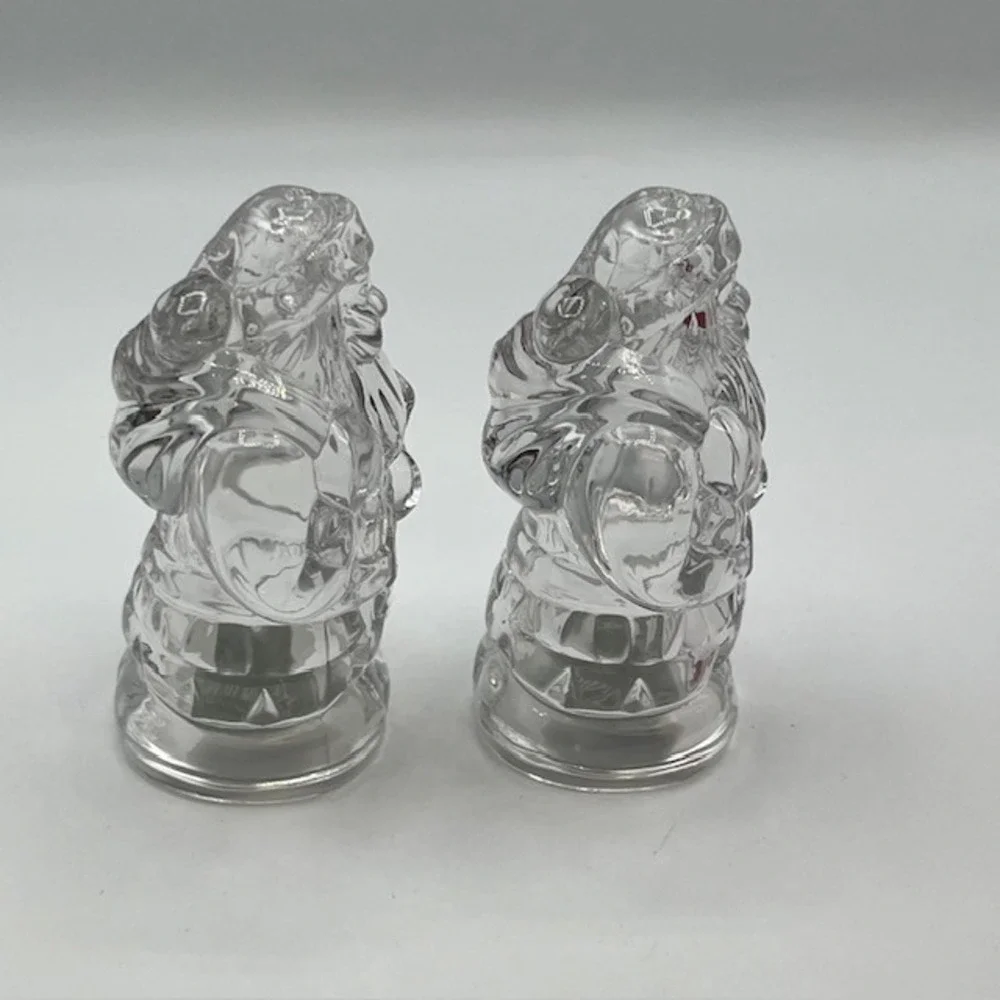 Gorham Holiday Traditions Crystal Santa Salt & Pepper Shakers Set Germany 3.75in